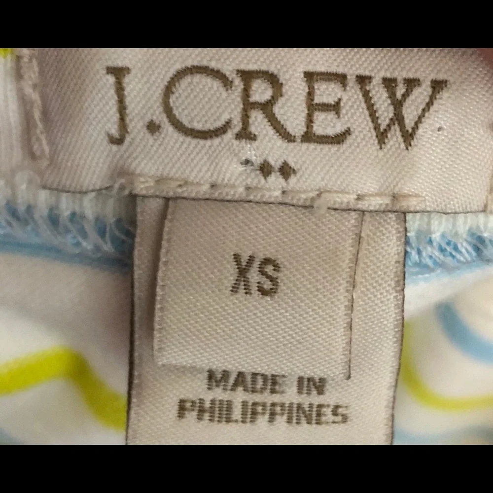 J.Crew Striped Ladder Cotton Tee Blue White Short Sleeve T-Shirt XS EUC Casual